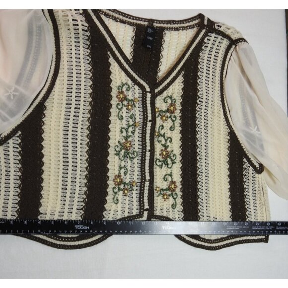 Cider Crochet Embroidered Sheer Sleeve Crop Top Size 4XL Lace Boho - Picture 14 of 15